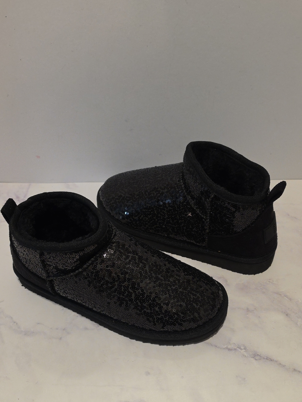 Simply Southern Black Sequin Cozy Low Ankle Boots